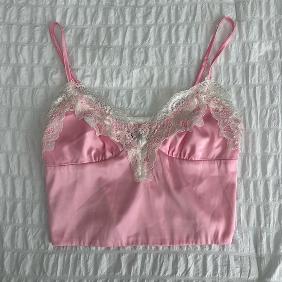 Edikted Tops - Edikted Lace Trim Pink Baby Tank Top Size Medium